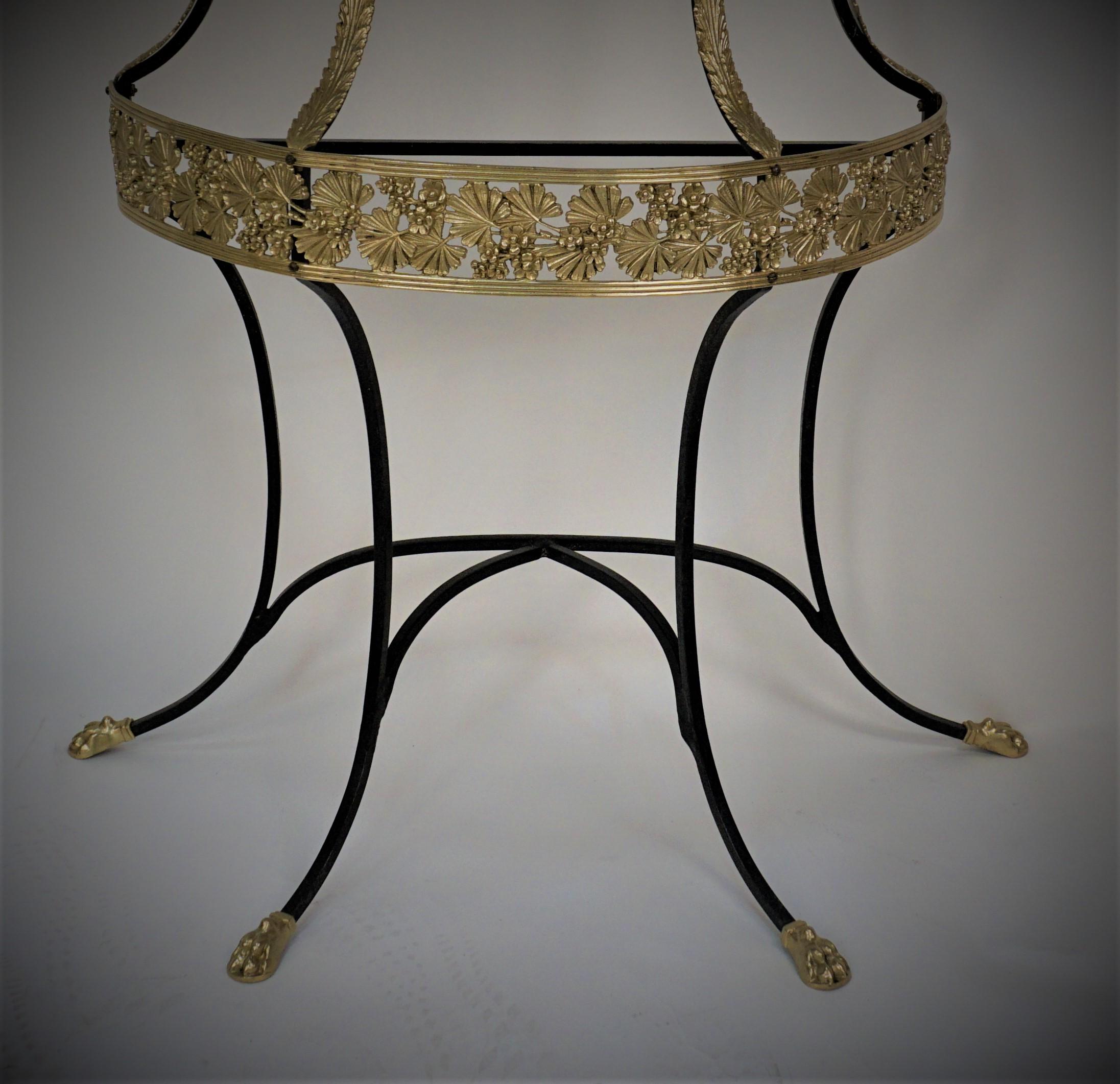 French 1920's Marble, Bronze and Iron Demilune Console Wall Table For Sale 2