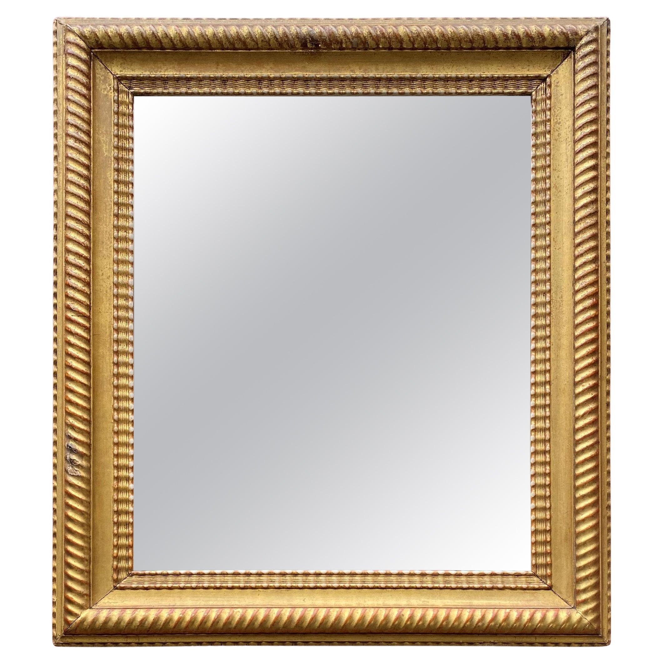 French 1920's Mirror with Carved Gilt Wood Frame