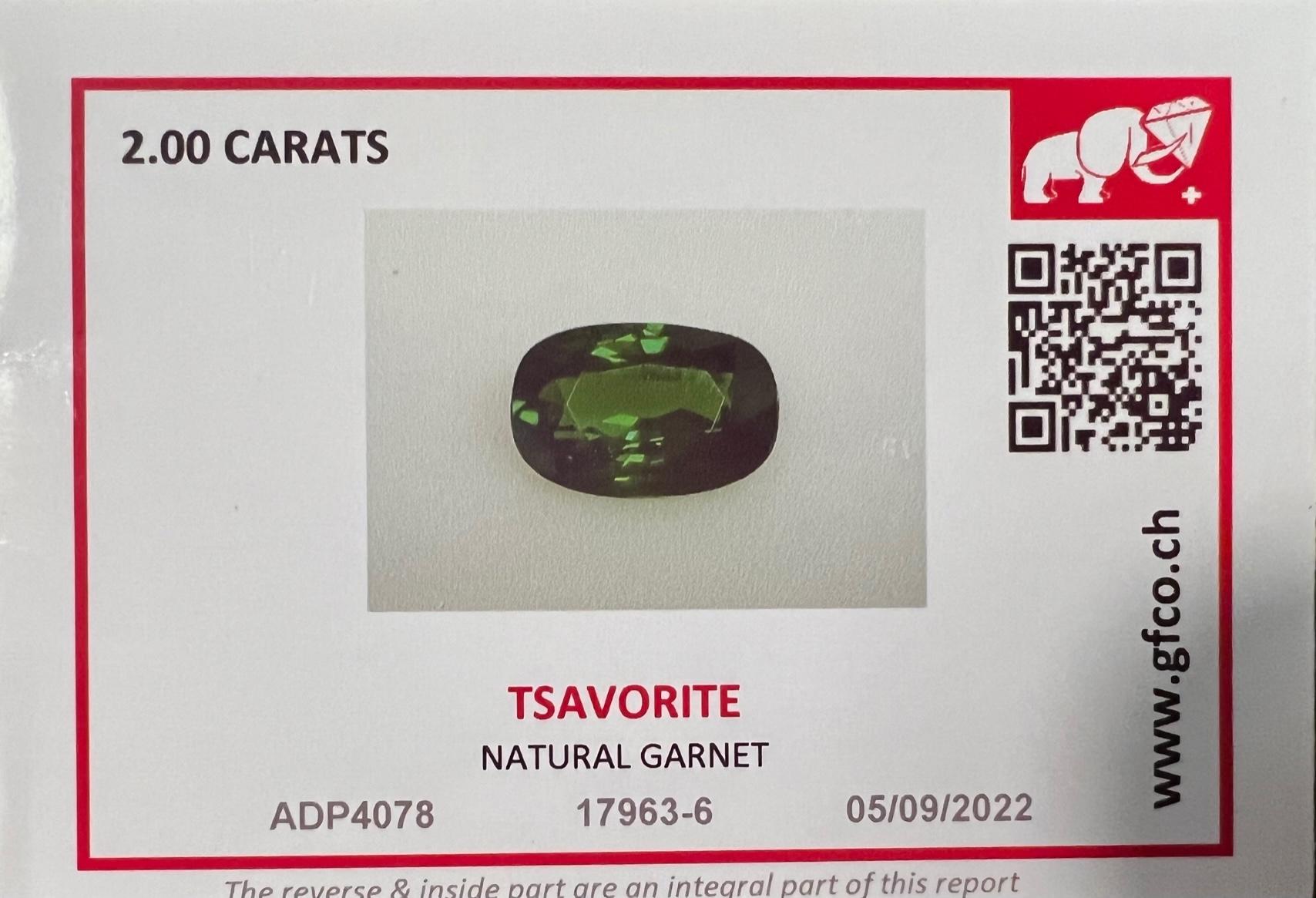 French 1920s Natural Tsavorite Garnet Rose Cut Diamonds 18 Karat White Gold Ring For Sale 9