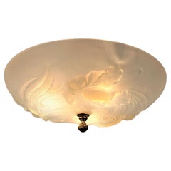 French 1920's Opalescent Glass Art Deco Flush Mount Light