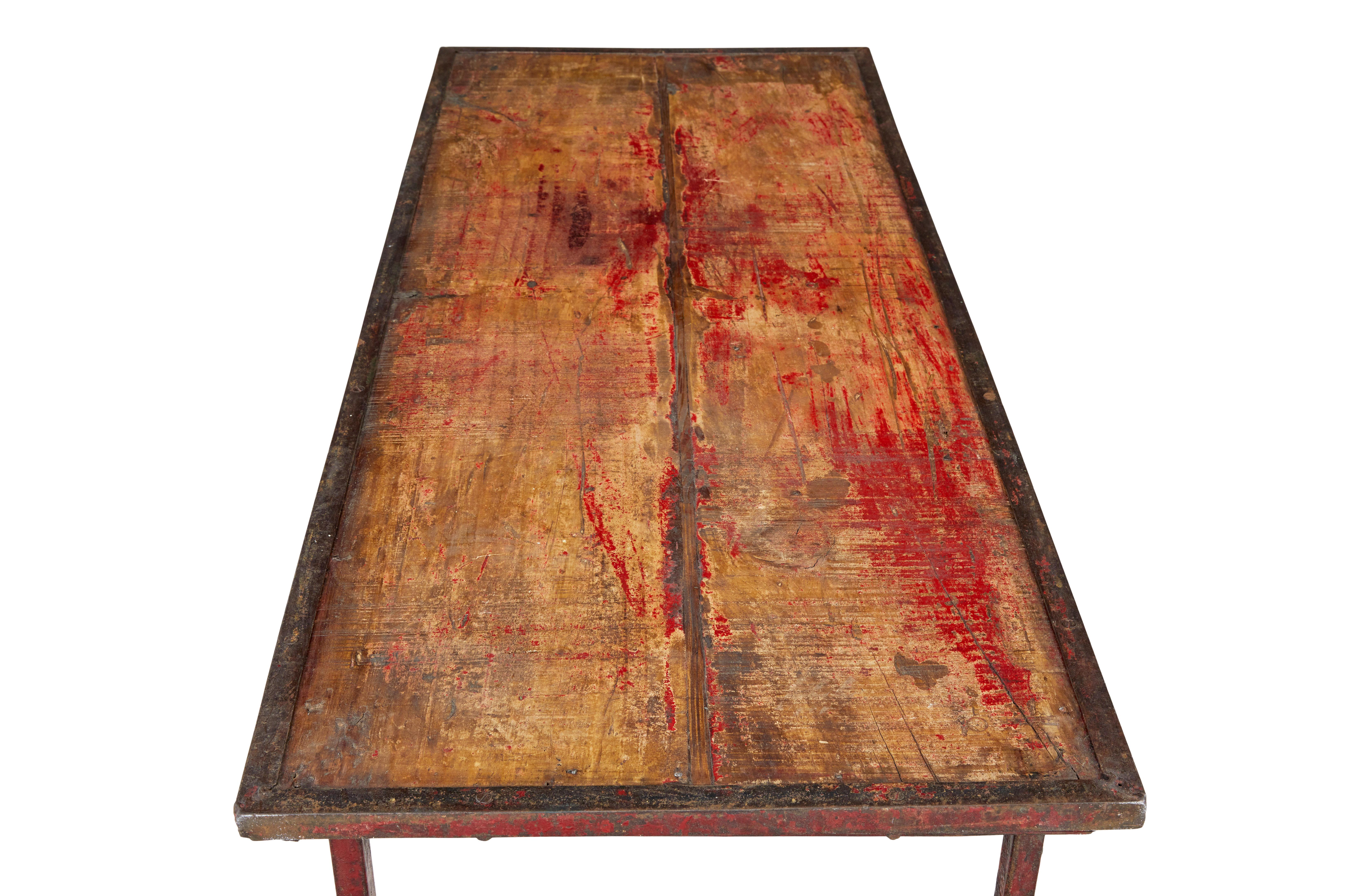 Steel French 1920’s painted folding metalwork table For Sale