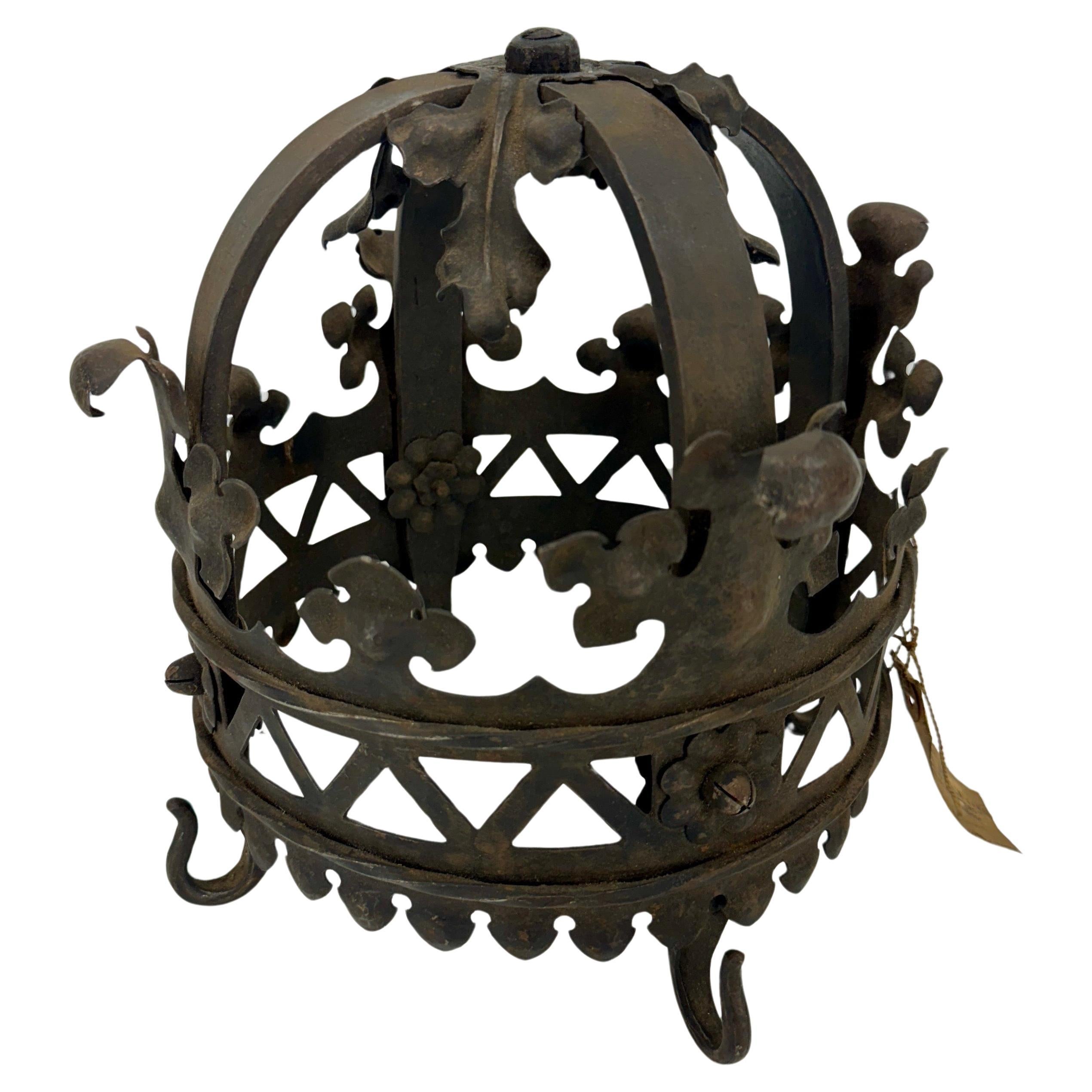 French Provincial French 1920's Parisian Metal Iron Crown Sculpture For Sale
