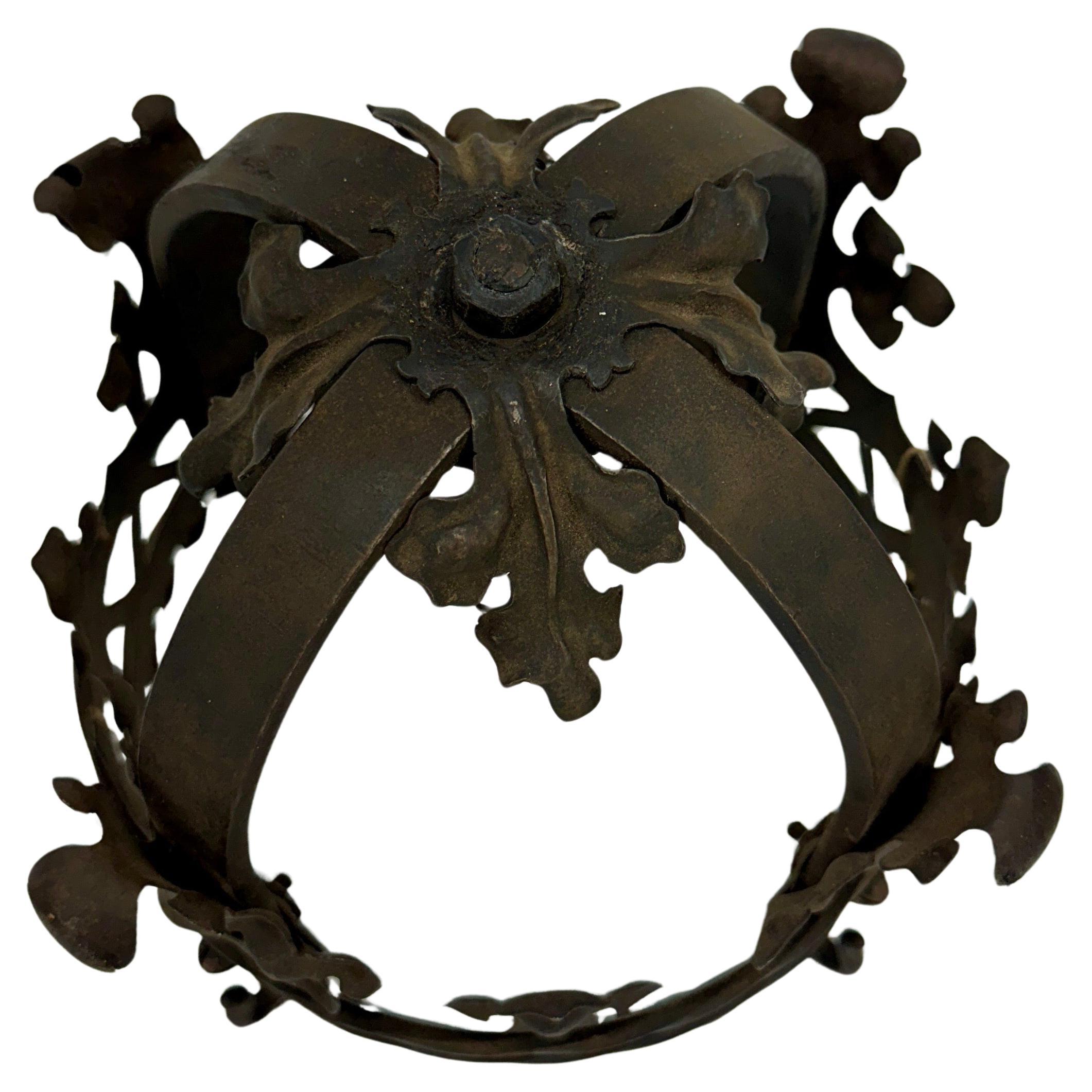 Hand-Crafted French 1920's Parisian Metal Iron Crown Sculpture For Sale
