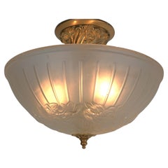 French 1920's Semi Flush Mount Art Deco Chandeliers/Fixtures