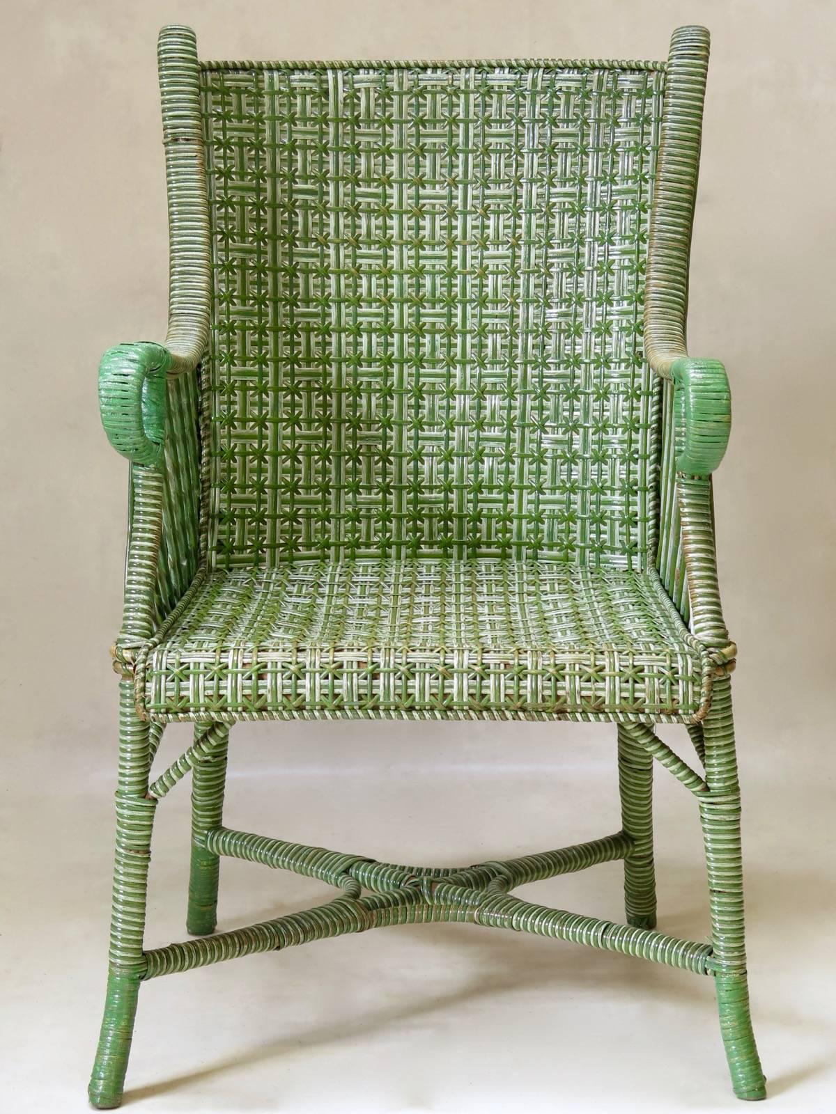 20th Century French 1920s Wickerwork Settee and Two Armchairs