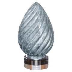 French 1920s Zinc Pinecone Shaped Decorative Element on Circular Lucite Base