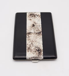 FRENCH 1925 Art-Deco Black Lacquer & White Egg-Shell Lacquer Cigarette Case