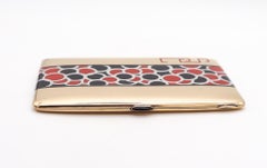 Französisches modernistisches lackiertes Zigarettenetui aus900 Silber und 18kt Gold im Art-déco-Stil, 1925