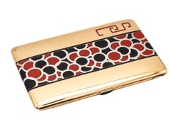 Antique French 1925 Art Deco Modernist Lacquered Cigarette Case .900 Silver & 18kt Gold