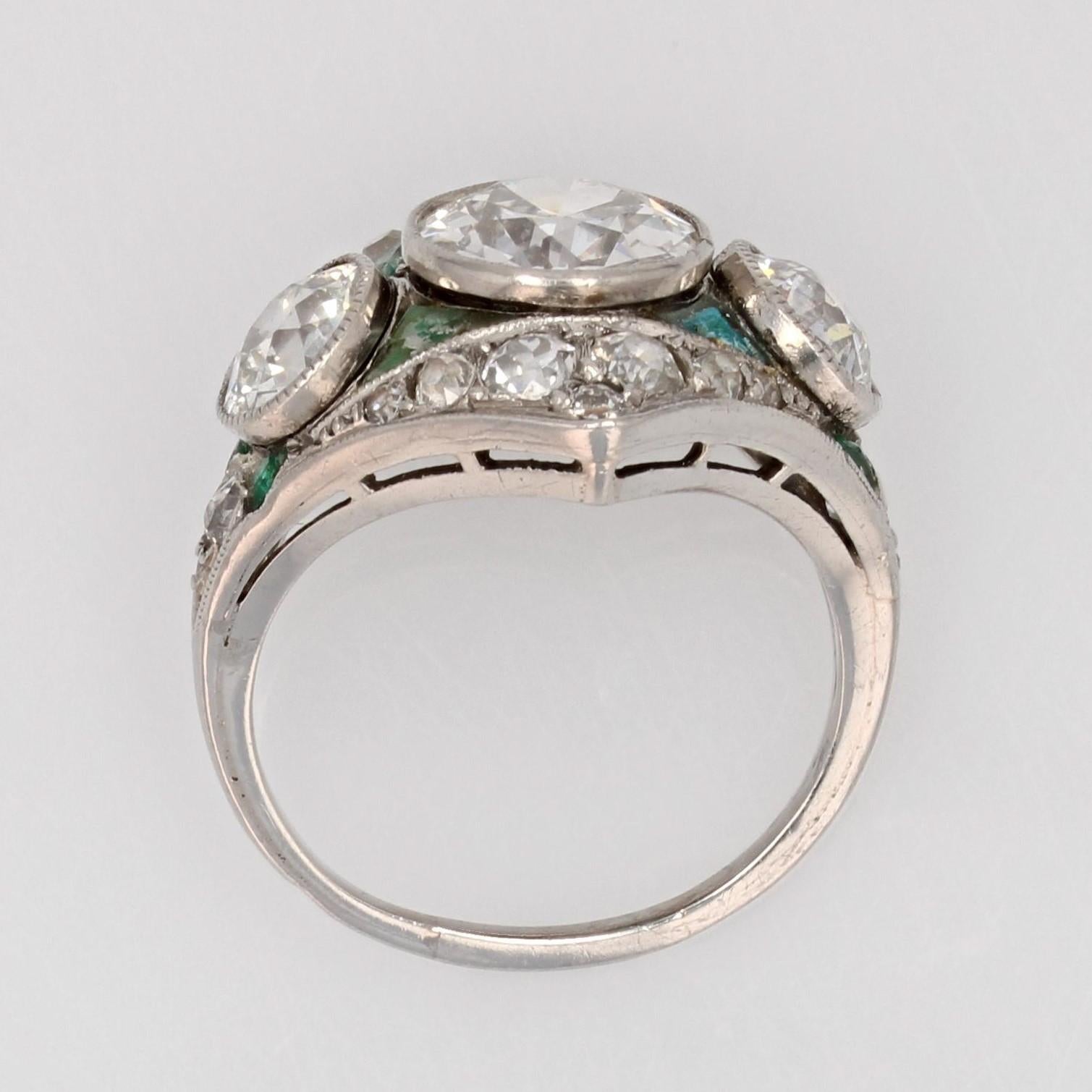 French 1925s 2.85 Carat Art Deco Diamond Platinum Trilogy Ring 10