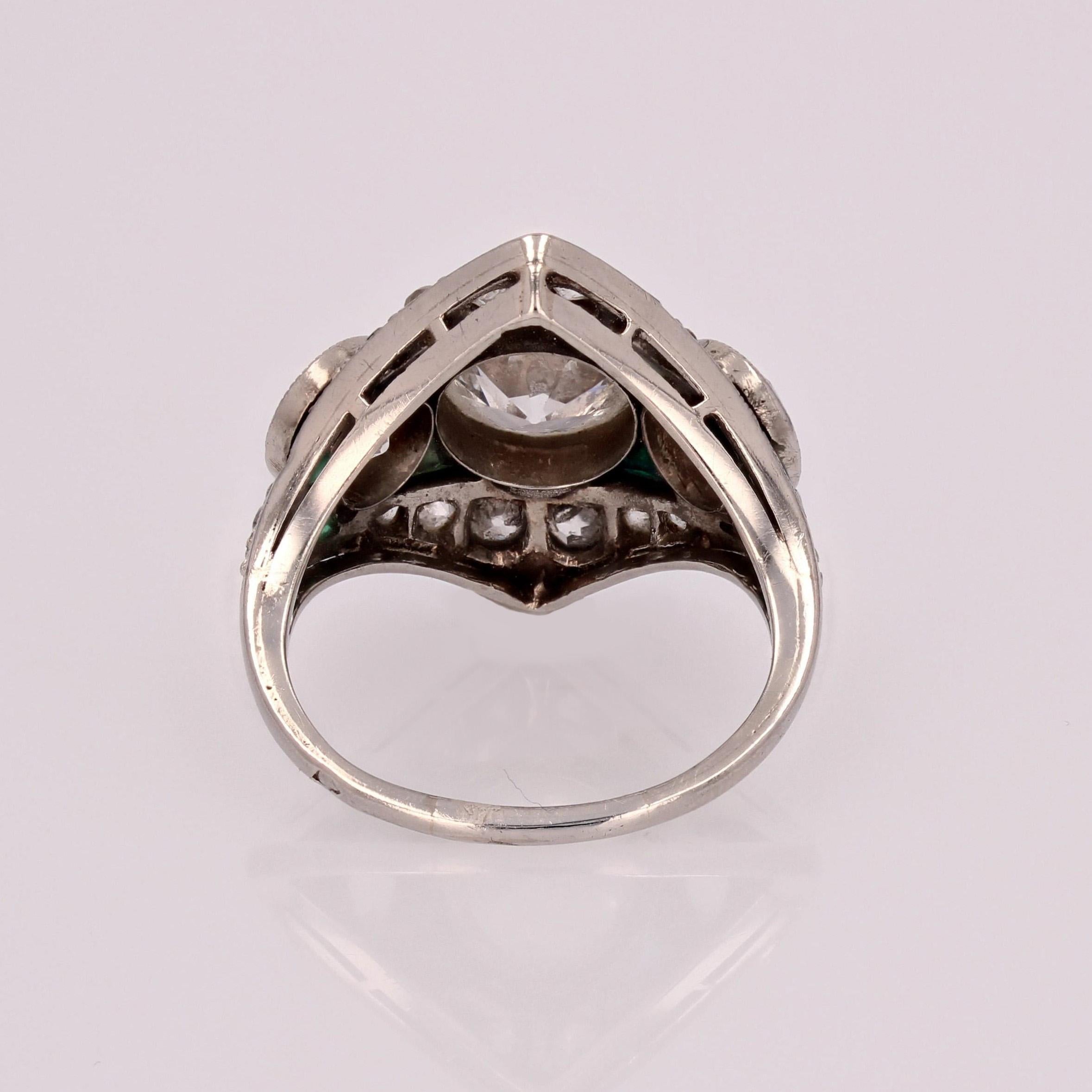 French 1925s 2.85 Carat Art Deco Diamond Platinum Trilogy Ring 12