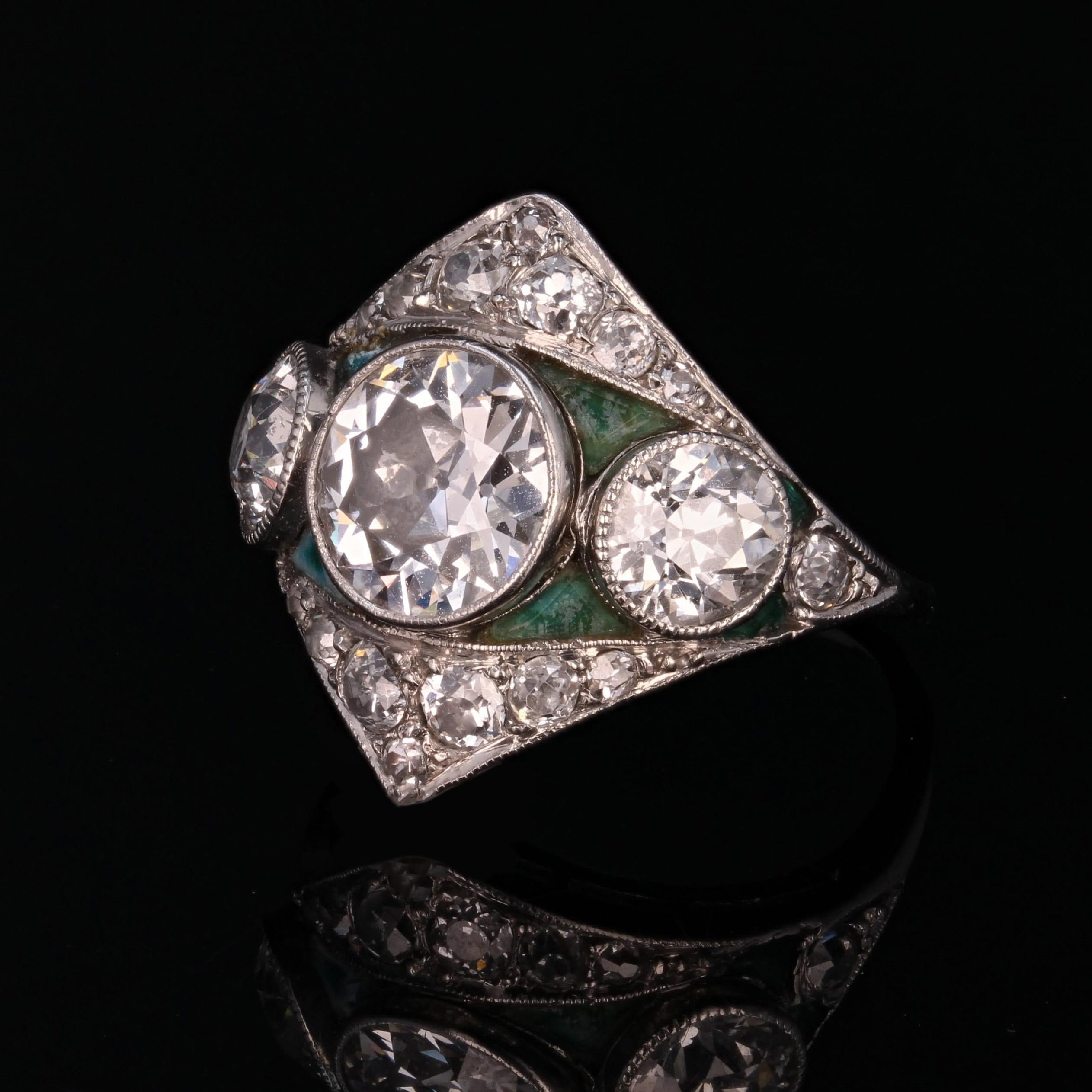 French 1925s 2.85 Carat Art Deco Diamond Platinum Trilogy Ring 2