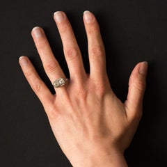 French 1925s Art Deco 2 Diamonds Platinum Ring