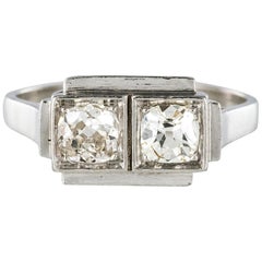 French 1925s Art Deco 2 Diamonds Platinum Ring