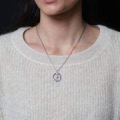 French 1925s Art Deco Calibrated Sapphire Diamonds Platinum Pendant