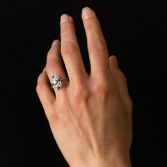 Französisch 1925 Art Deco Saphir Diamanten Weißgold Ring