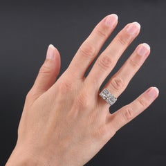 French, 1925s, Diamonds 18 Karat White Gold Platinum Rectangular Ring