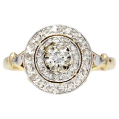 Antique French 1925s Diamonds 18 Karat Yellow Gold Round Ring