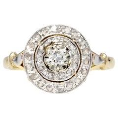 French 1925s Diamonds 18 Karat Yellow Gold Round Ring