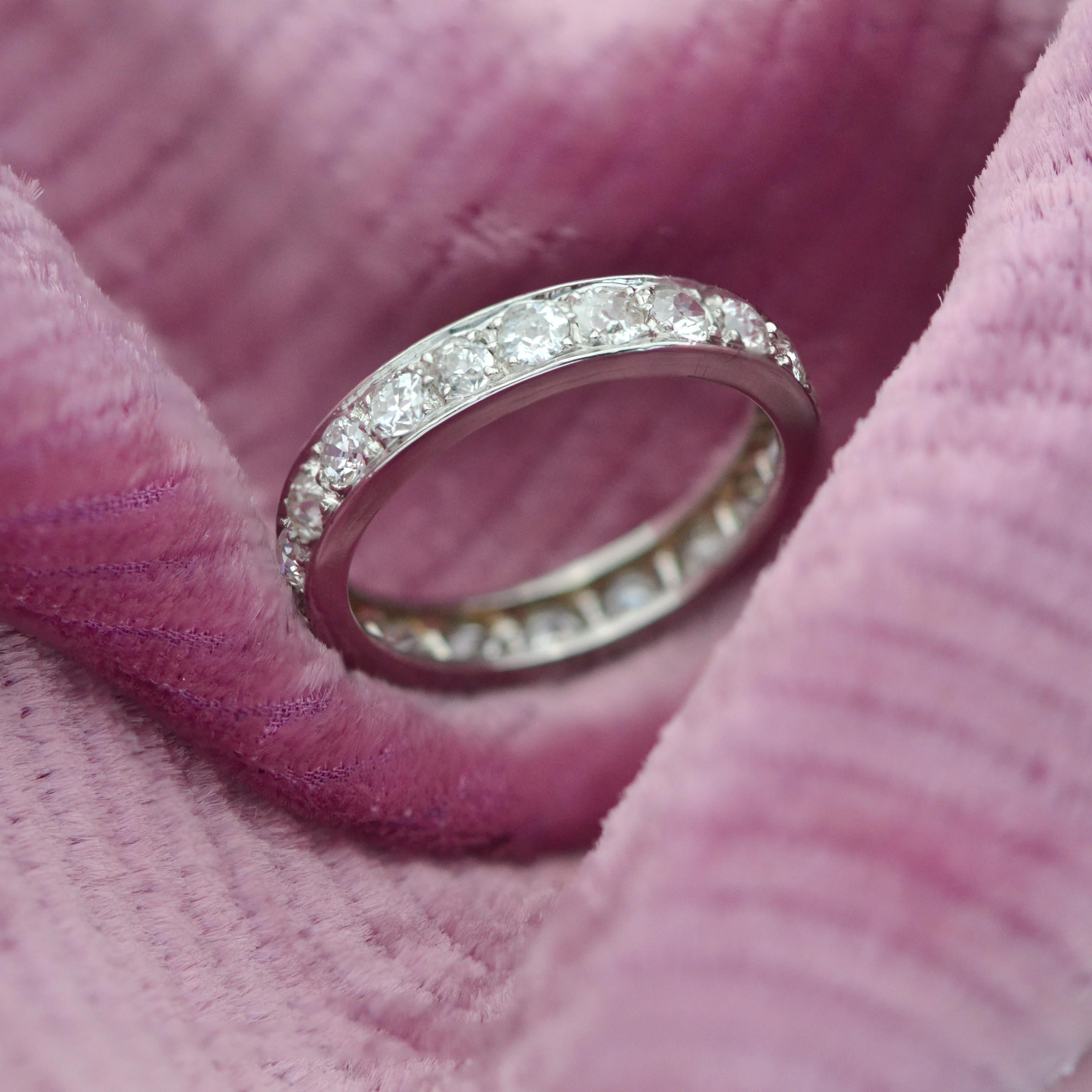 Art Deco French 1925s Diamonds Platinum Wedding Ring For Sale