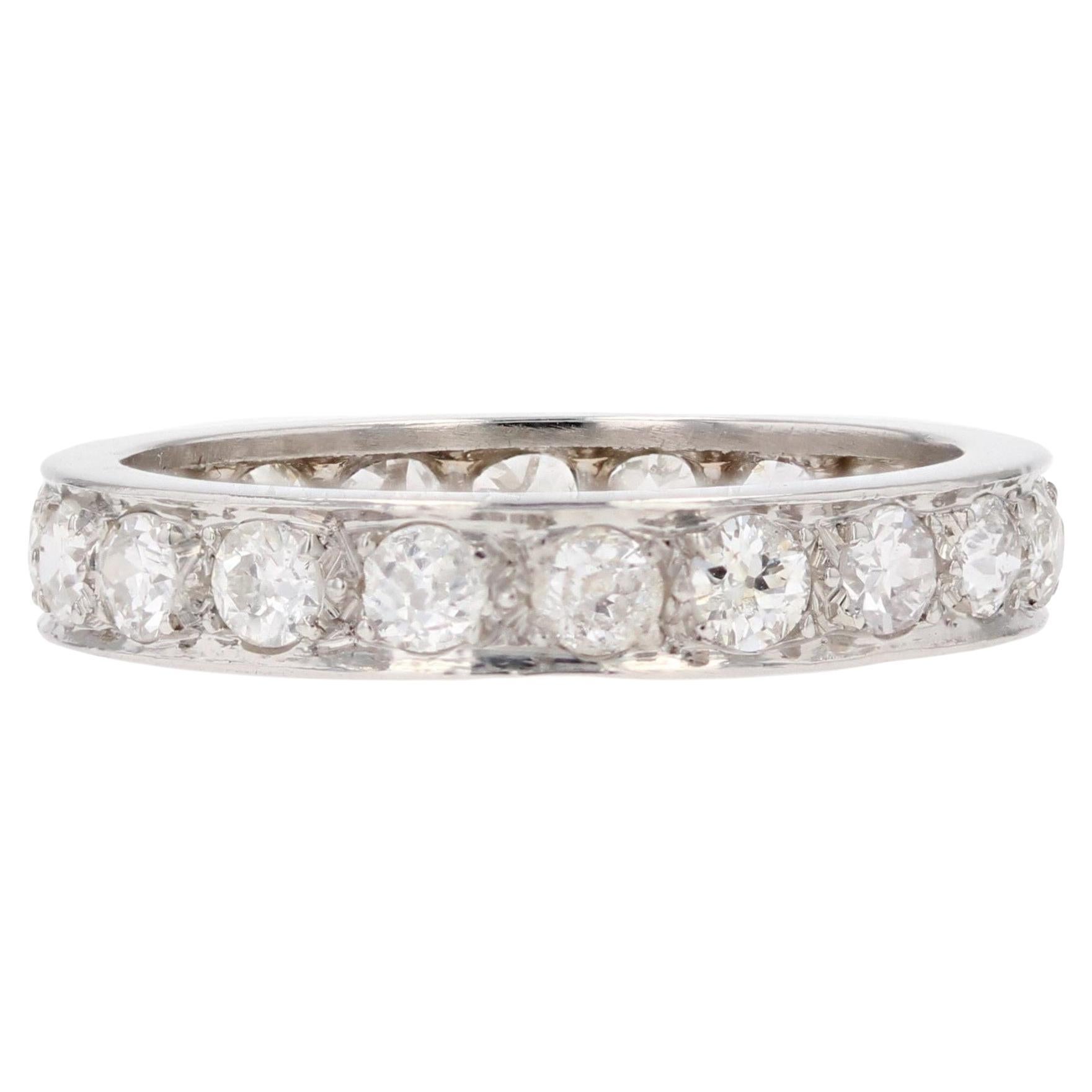 French 1925s Diamonds Platinum Wedding Ring