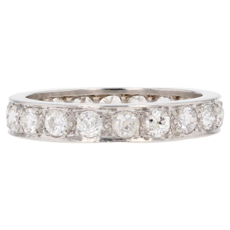 French 1925s Diamonds Platinum Wedding Ring For Sale at 1stDibs