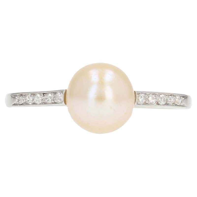 Art Deco Diamond Pearl Gold Ring For Sale at 1stDibs | art deco pearl ...