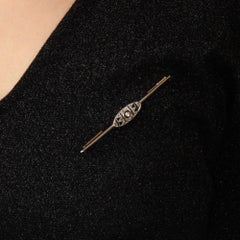 French 1925s Sapphire Diamonds 18 Karat Yellow White Gold Barrette Brooch