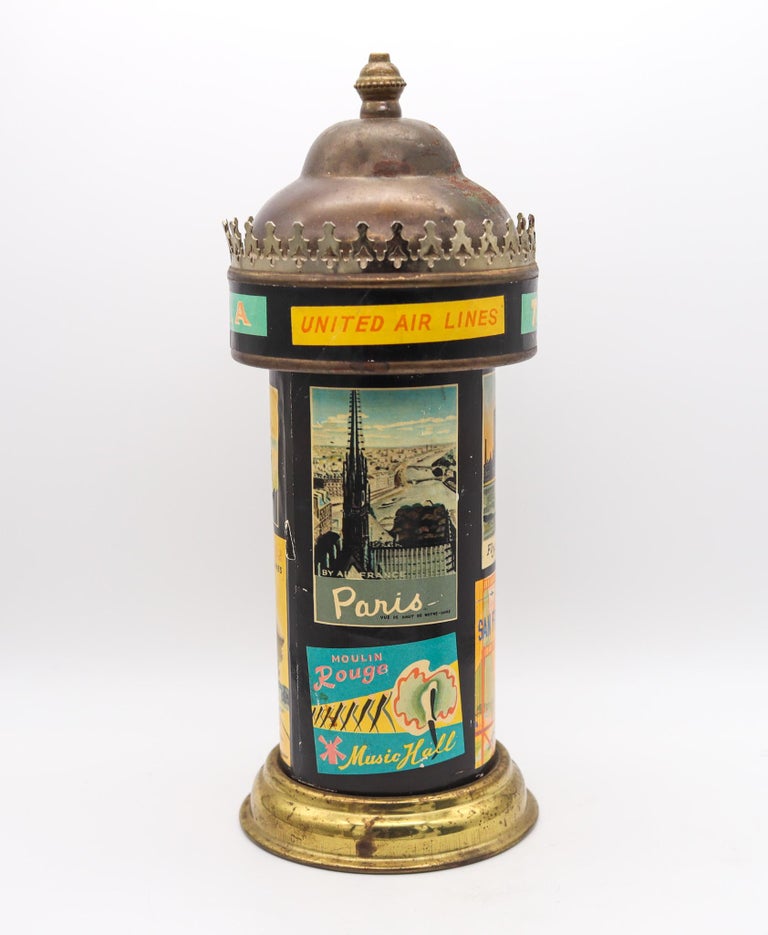 french mcm atomic cigarette dispenser French 1930 Art Deco Cigarette Dispenser Mechanical Box Of A Parisian Moor  Kiosk at 1stDibs