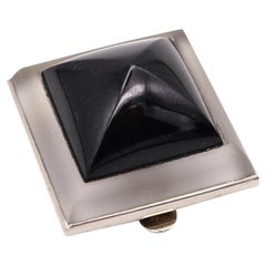 FRENCH 1930 Paris Art Deco Pyramiden Bergquarz Clip Platin 18Kt Gold mit Onyx