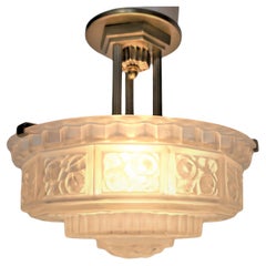 French 1930 Semi Flush Mount Art Deco Chandelier