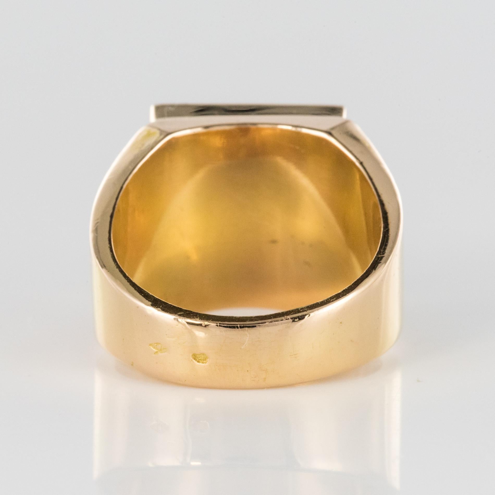 French 1930s 12 Carat Jade 18 Karat Yellow Gold Men's Signet Ring 6