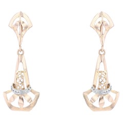 French 1930s 18 Karat Rose Gold Dangle Earrings