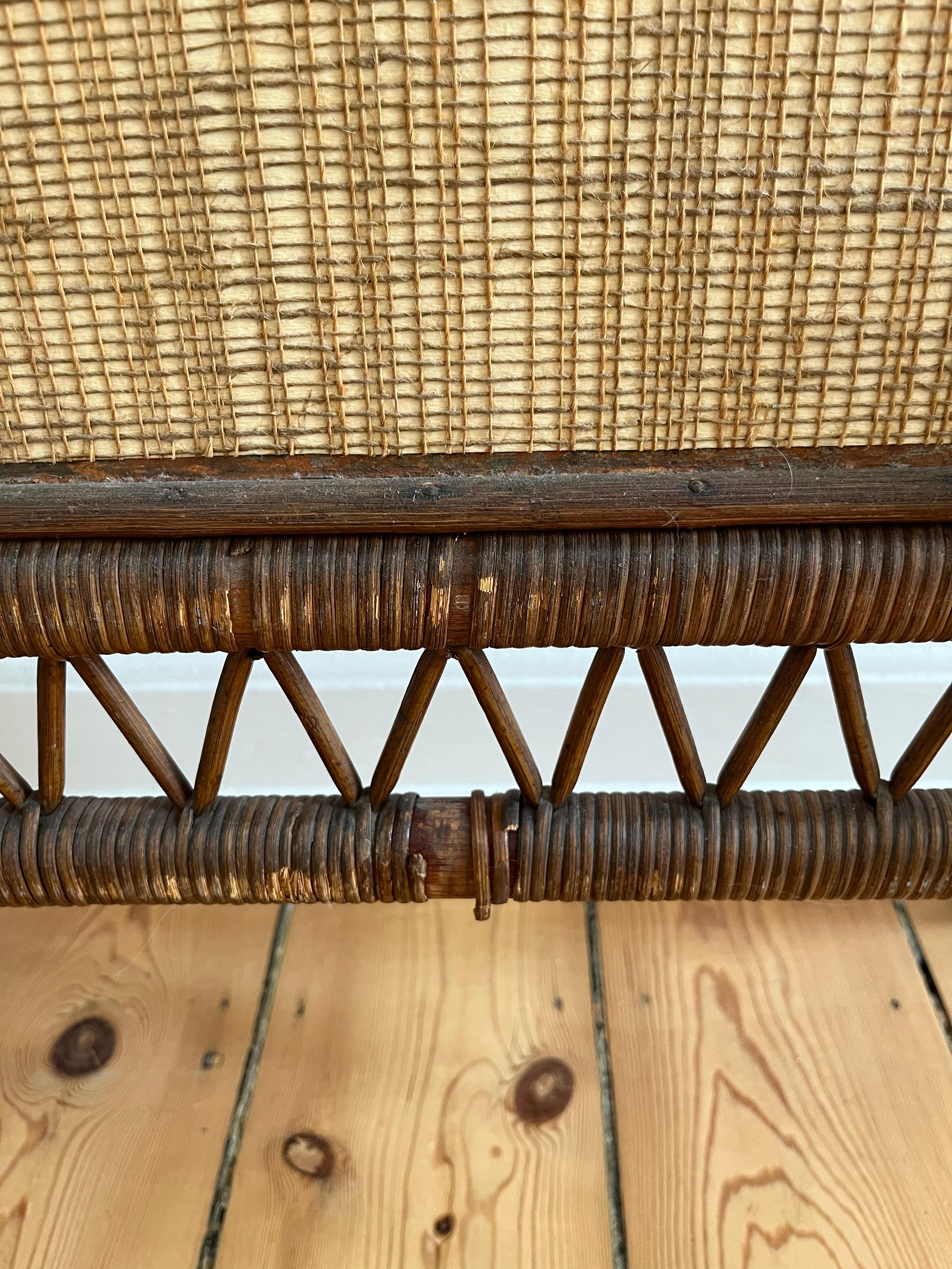 French 1930s/1940s art deco screen in bamboo, rattan and wood For Sale 4