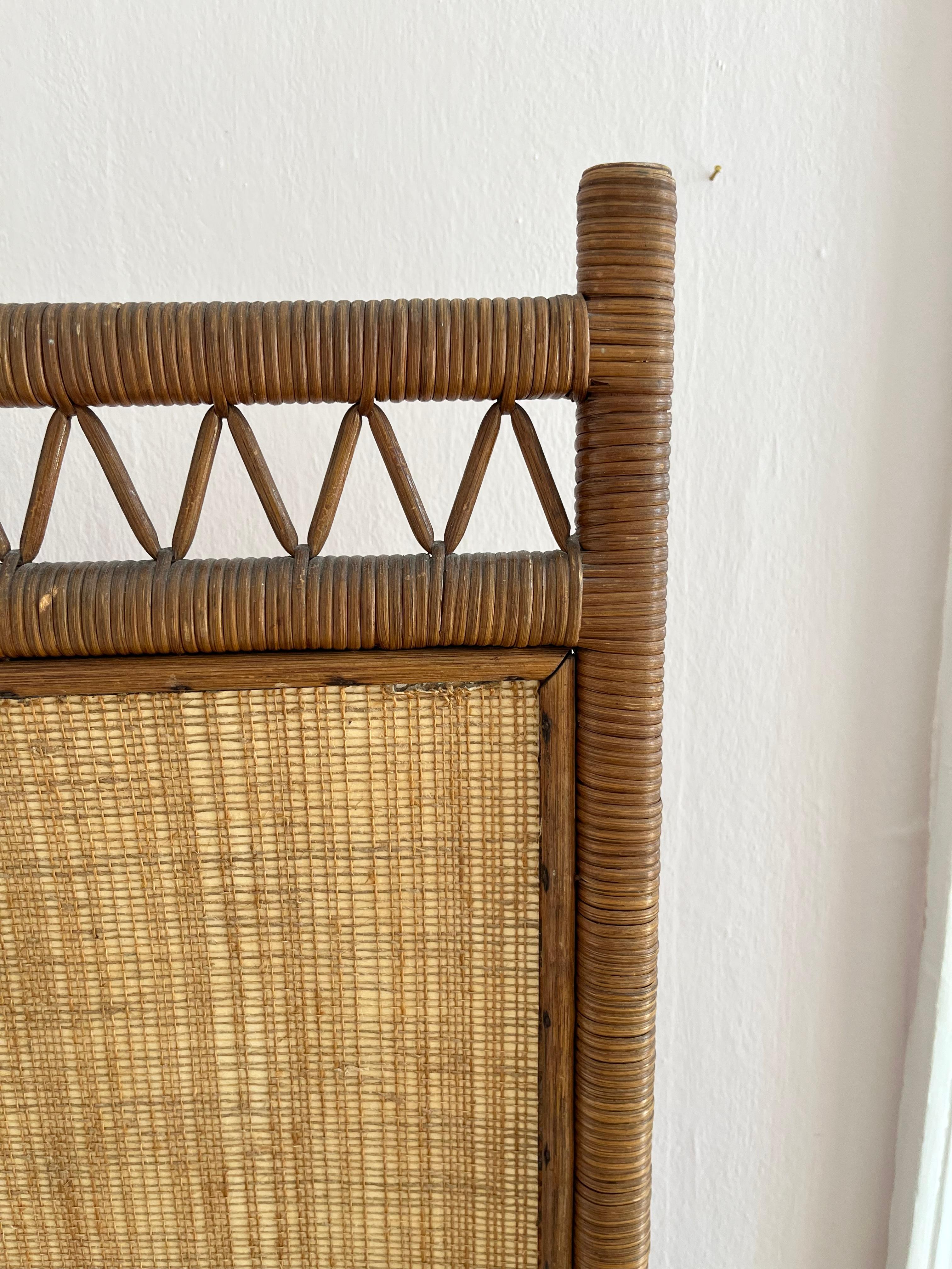 French 1930s/1940s art deco screen in bamboo, rattan and wood For Sale 2