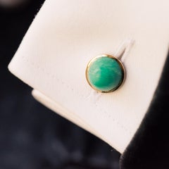 French 1930s Amazonite 18 Karat Rose Gold Cufflinks