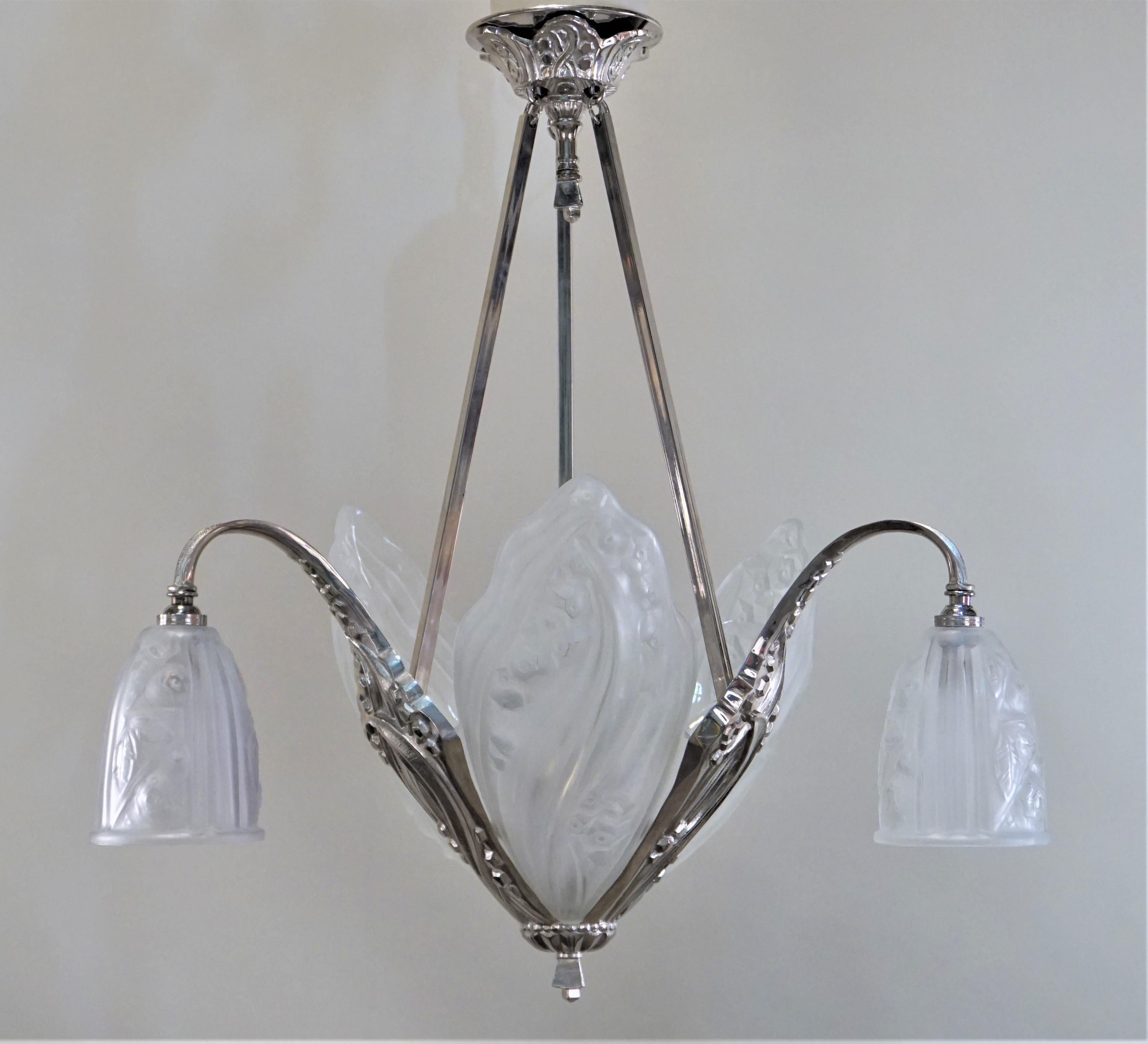 French 1930s Art Deco Chandelier 5