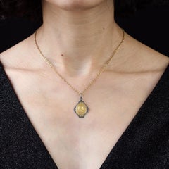 French 1930s Art Deco 18 Karat Yellow White Gold Virgin Medal Pendant