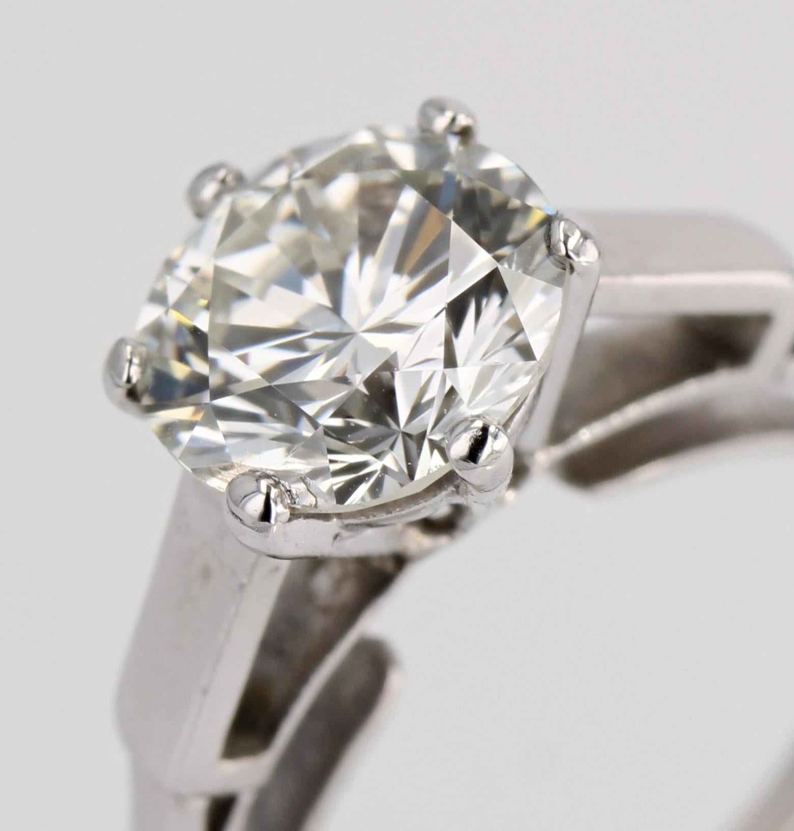 Französischer Art Deco 2,66 Karat J.SI2 Diamant 18 K Weißgold Solitär-Ring, Französisch 1930er Jahre im Angebot 4