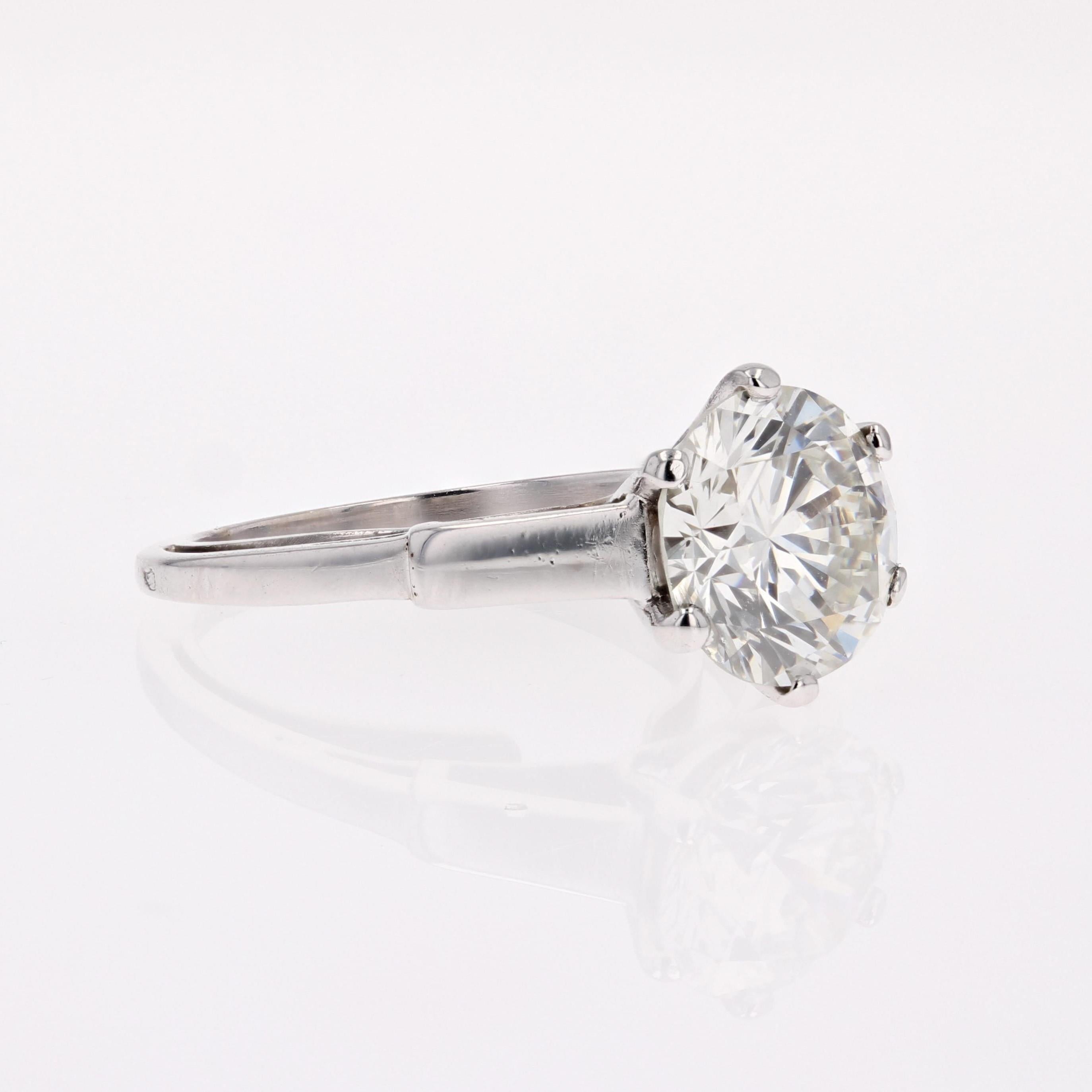 Französischer Art Deco 2,66 Karat J.SI2 Diamant 18 K Weißgold Solitär-Ring, Französisch 1930er Jahre im Angebot 5