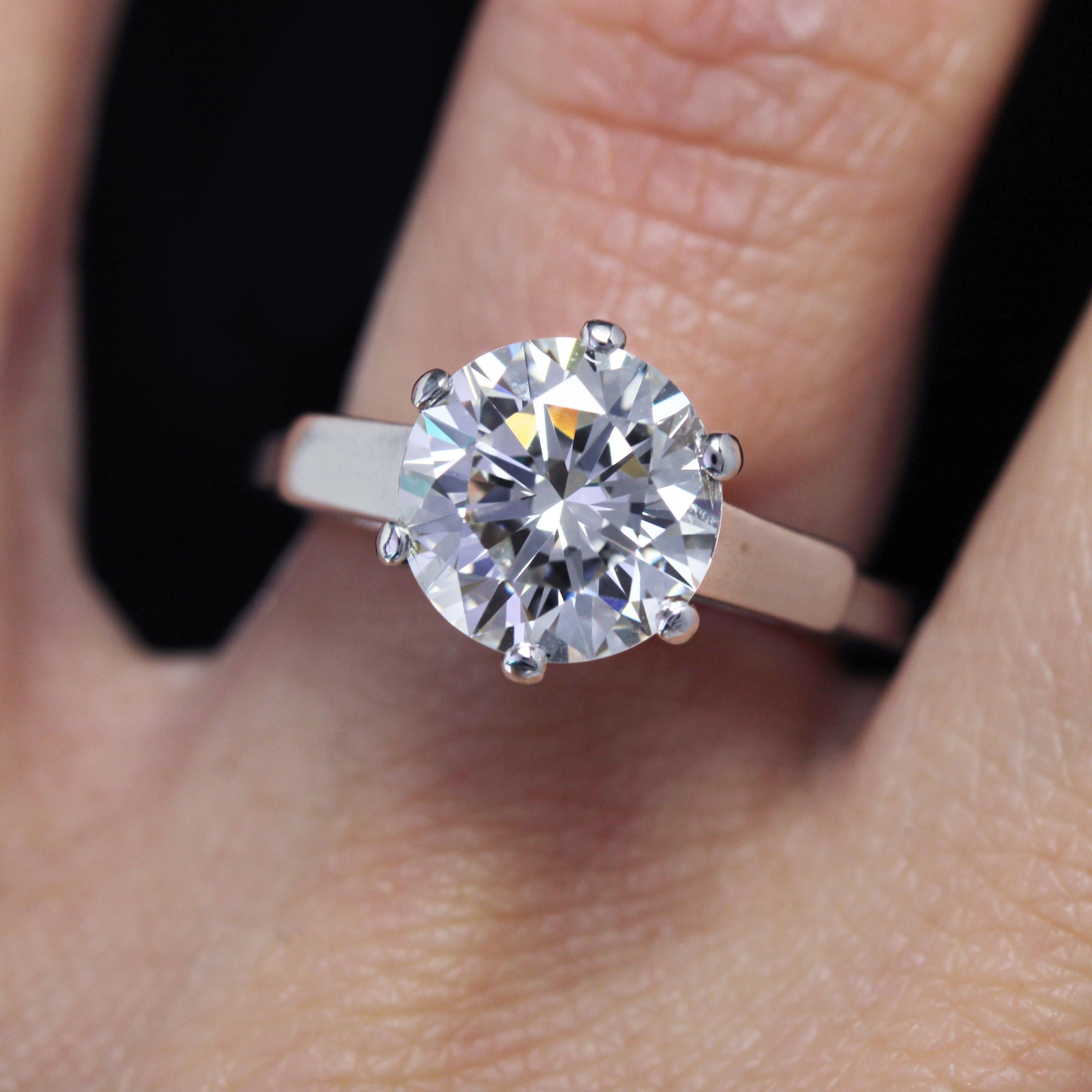 Französischer Art Deco 2,66 Karat J.SI2 Diamant 18 K Weißgold Solitär-Ring, Französisch 1930er Jahre im Angebot 6