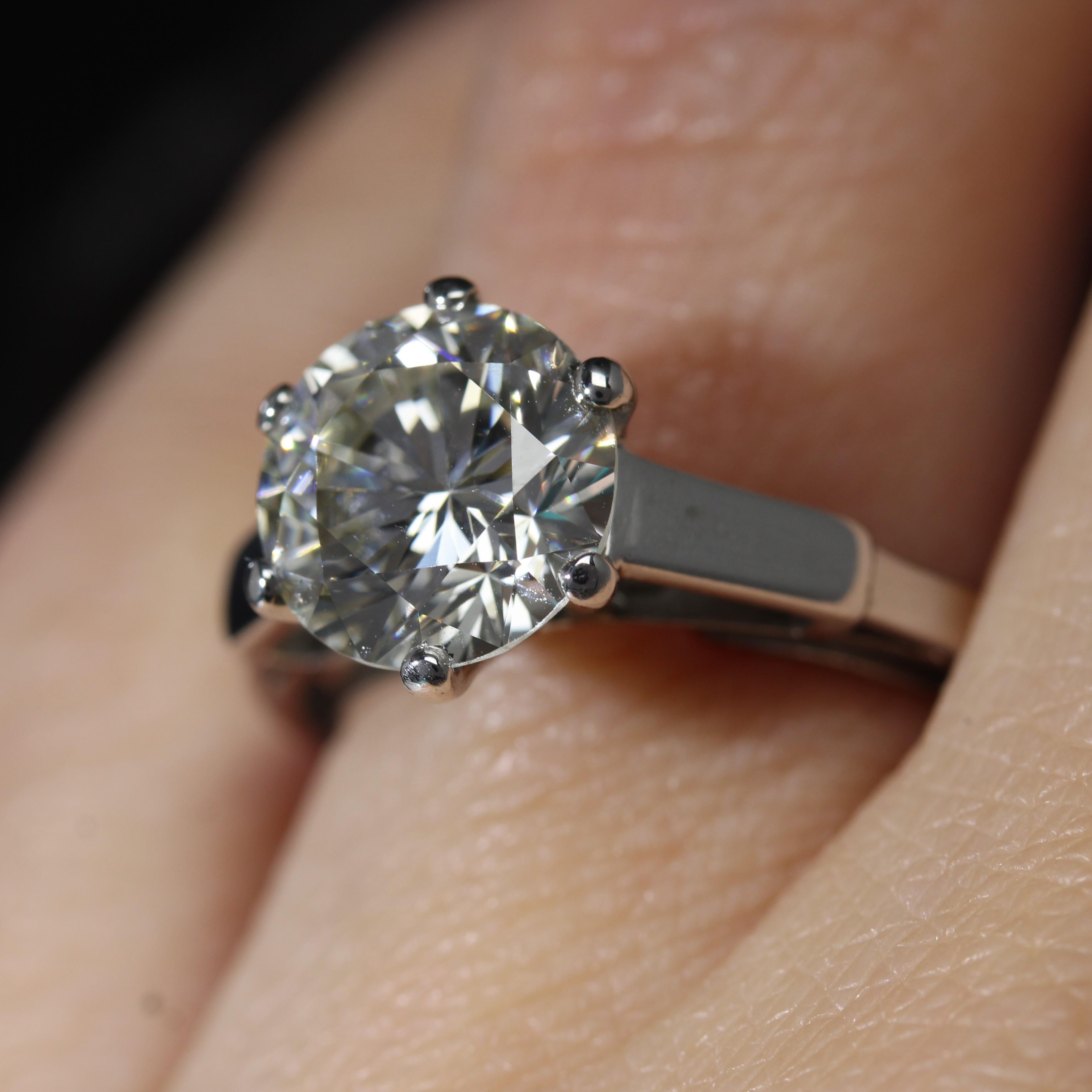 Französischer Art Deco 2,66 Karat J.SI2 Diamant 18 K Weißgold Solitär-Ring, Französisch 1930er Jahre im Angebot 7