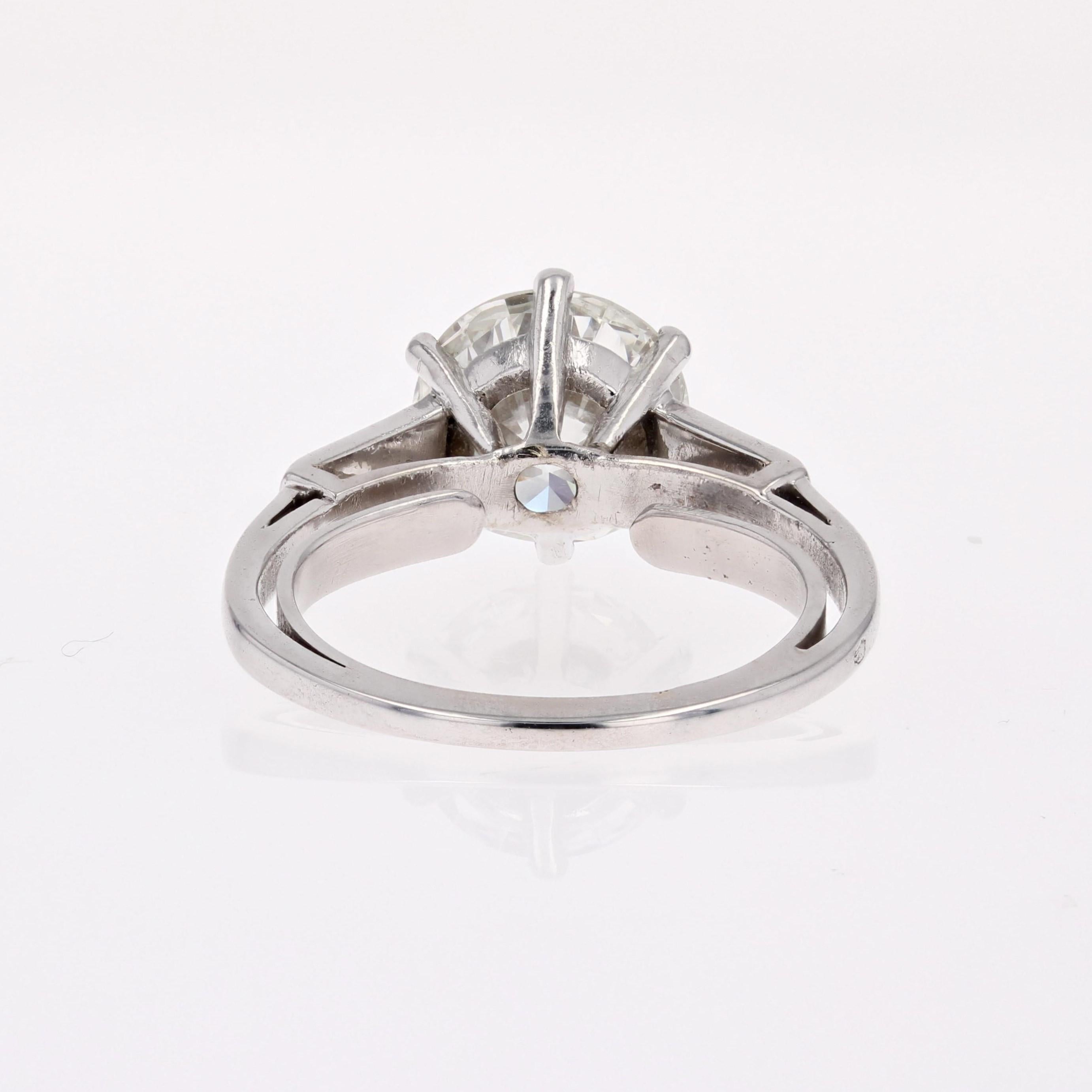 Französischer Art Deco 2,66 Karat J.SI2 Diamant 18 K Weißgold Solitär-Ring, Französisch 1930er Jahre im Angebot 11