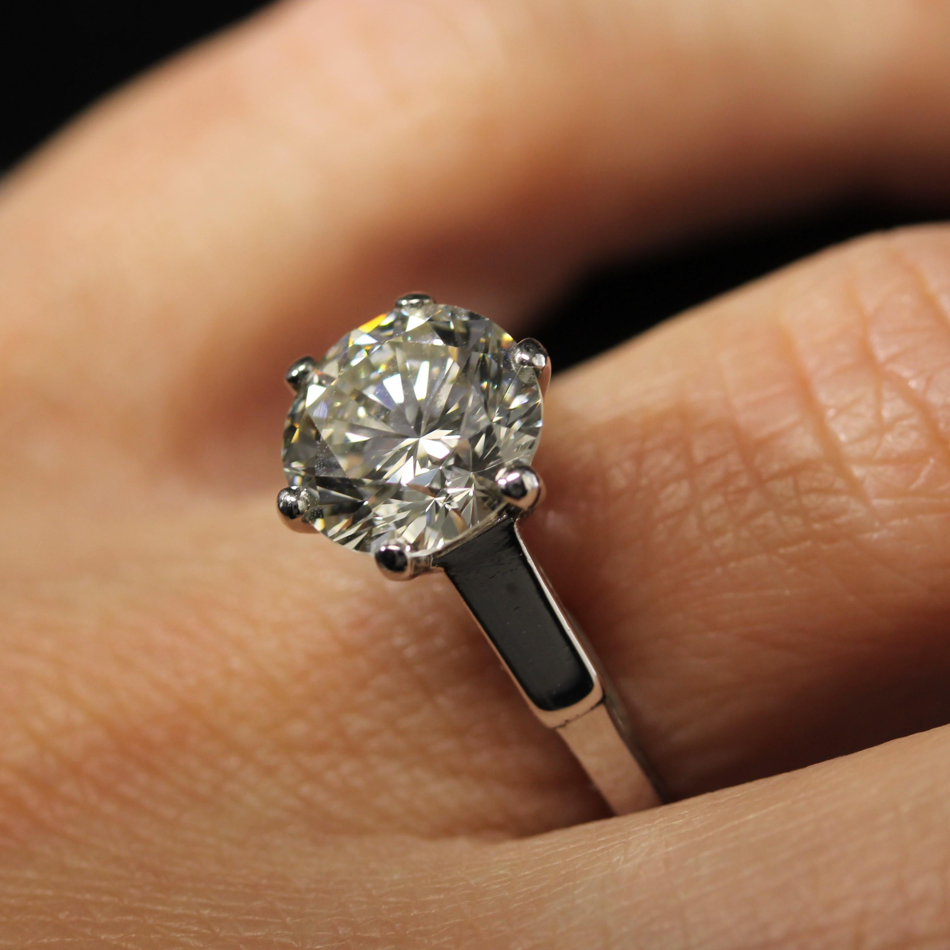 Französischer Art Deco 2,66 Karat J.SI2 Diamant 18 K Weißgold Solitär-Ring, Französisch 1930er Jahre im Angebot 13