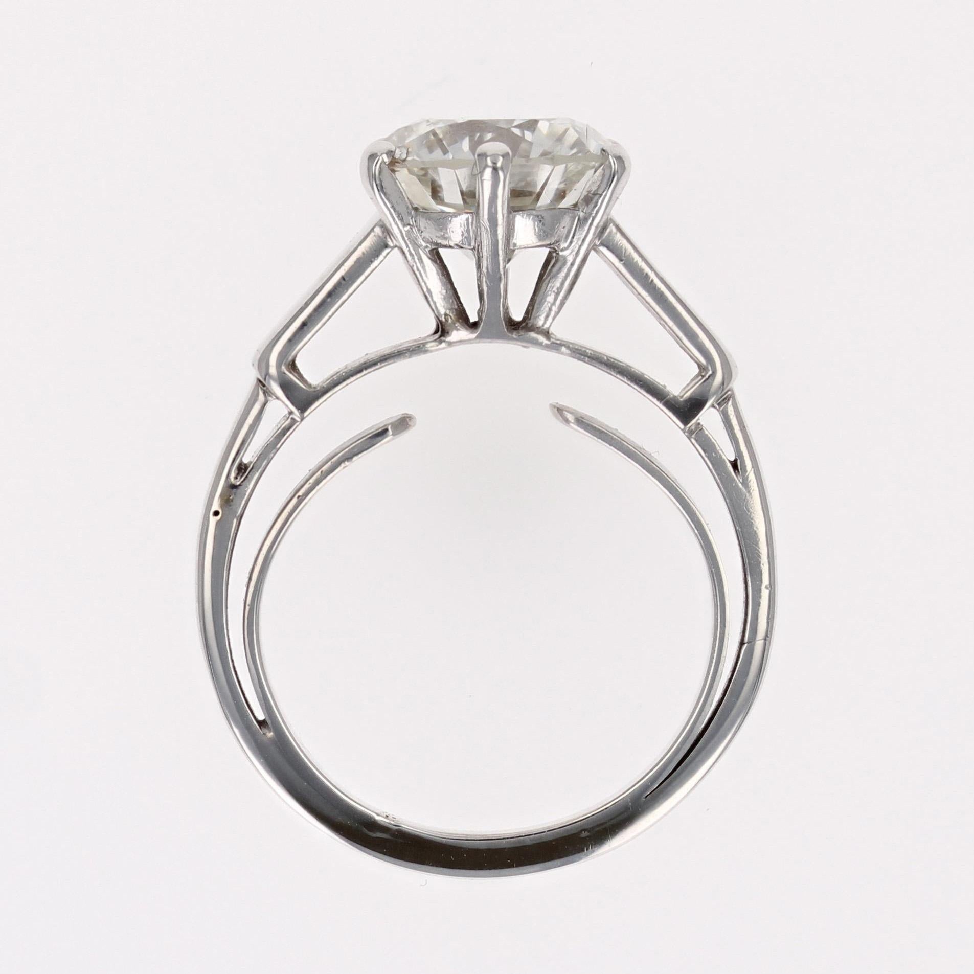 Französischer Art Deco 2,66 Karat J.SI2 Diamant 18 K Weißgold Solitär-Ring, Französisch 1930er Jahre im Angebot 14