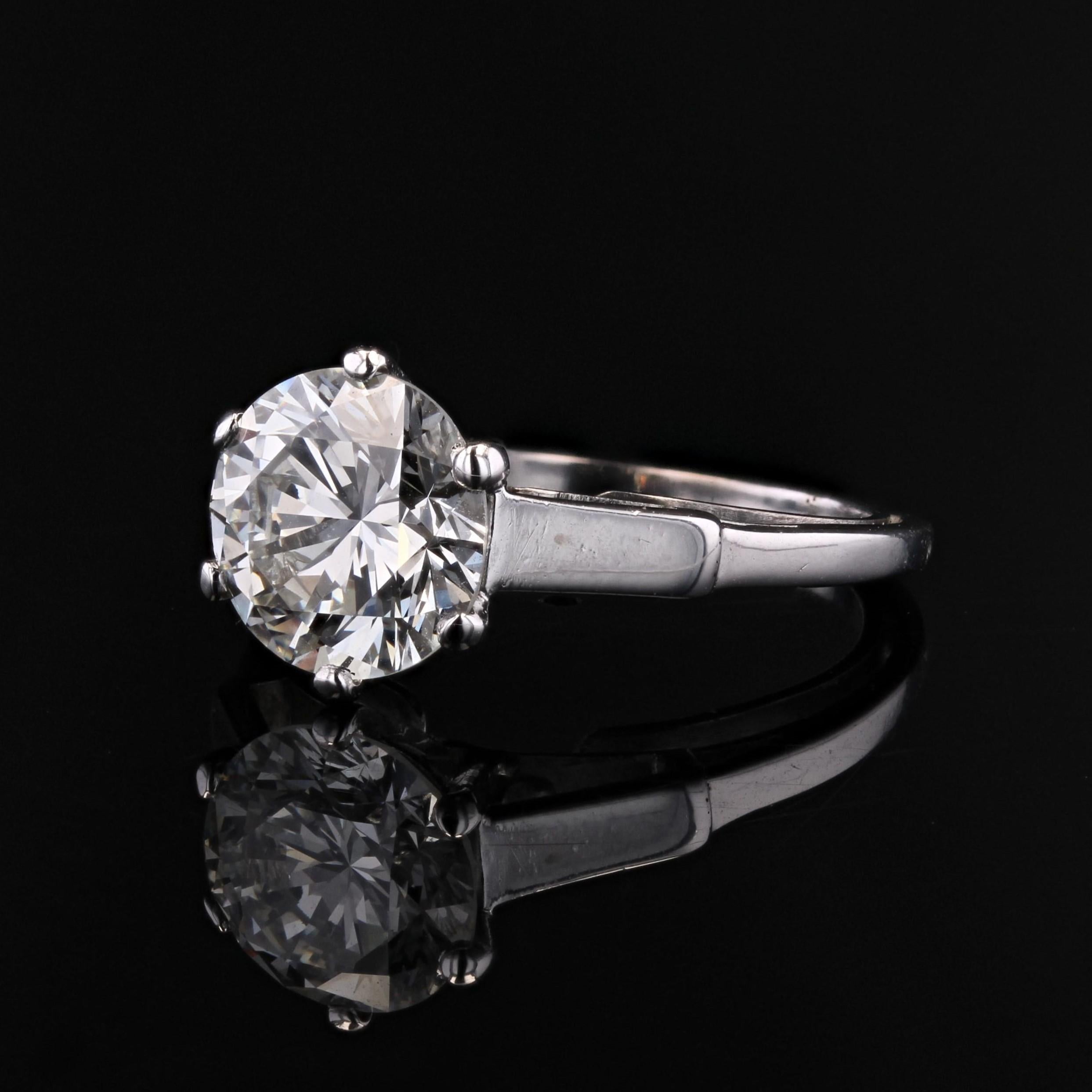 Französischer Art Deco 2,66 Karat J.SI2 Diamant 18 K Weißgold Solitär-Ring, Französisch 1930er Jahre im Angebot 1