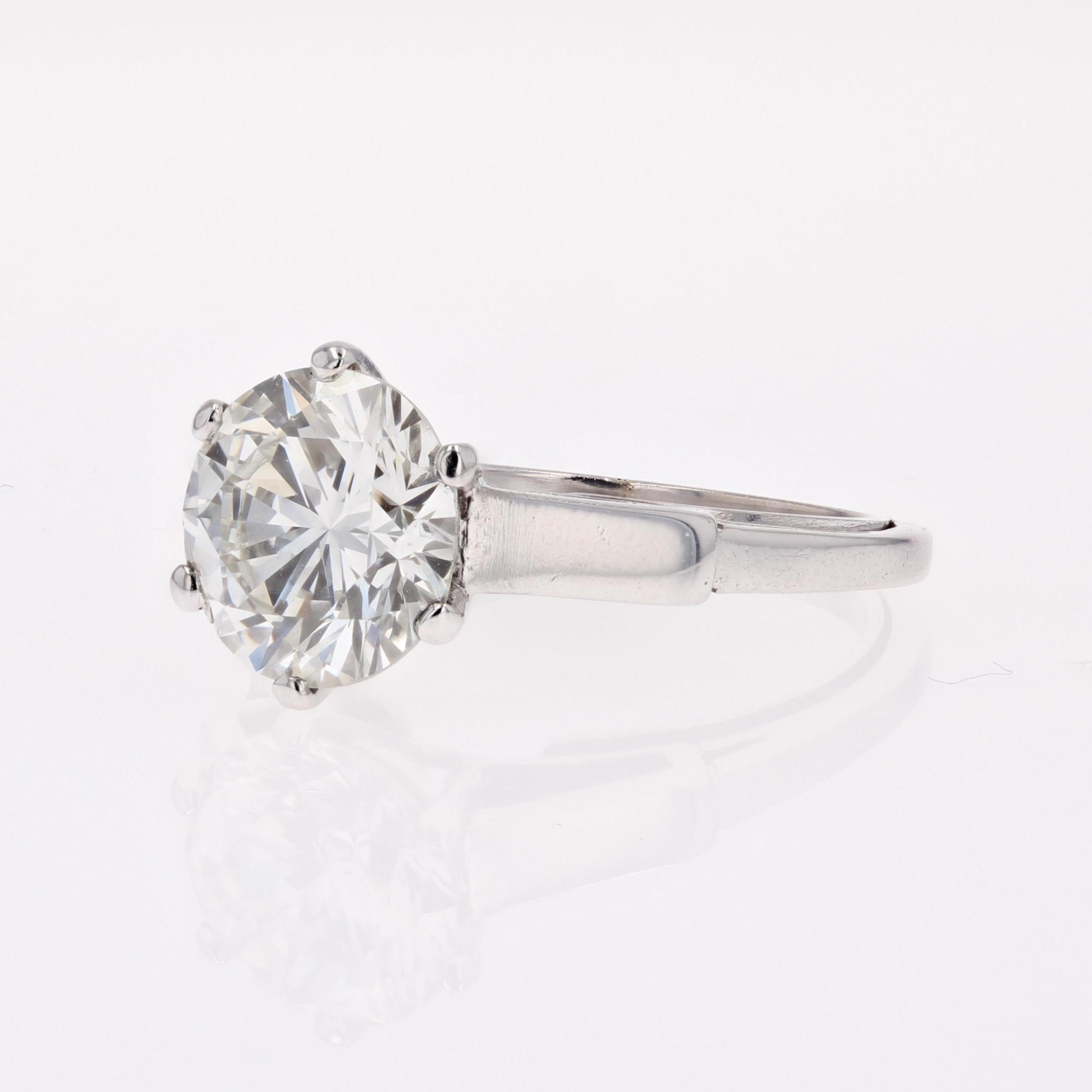 Französischer Art Deco 2,66 Karat J.SI2 Diamant 18 K Weißgold Solitär-Ring, Französisch 1930er Jahre im Angebot 2