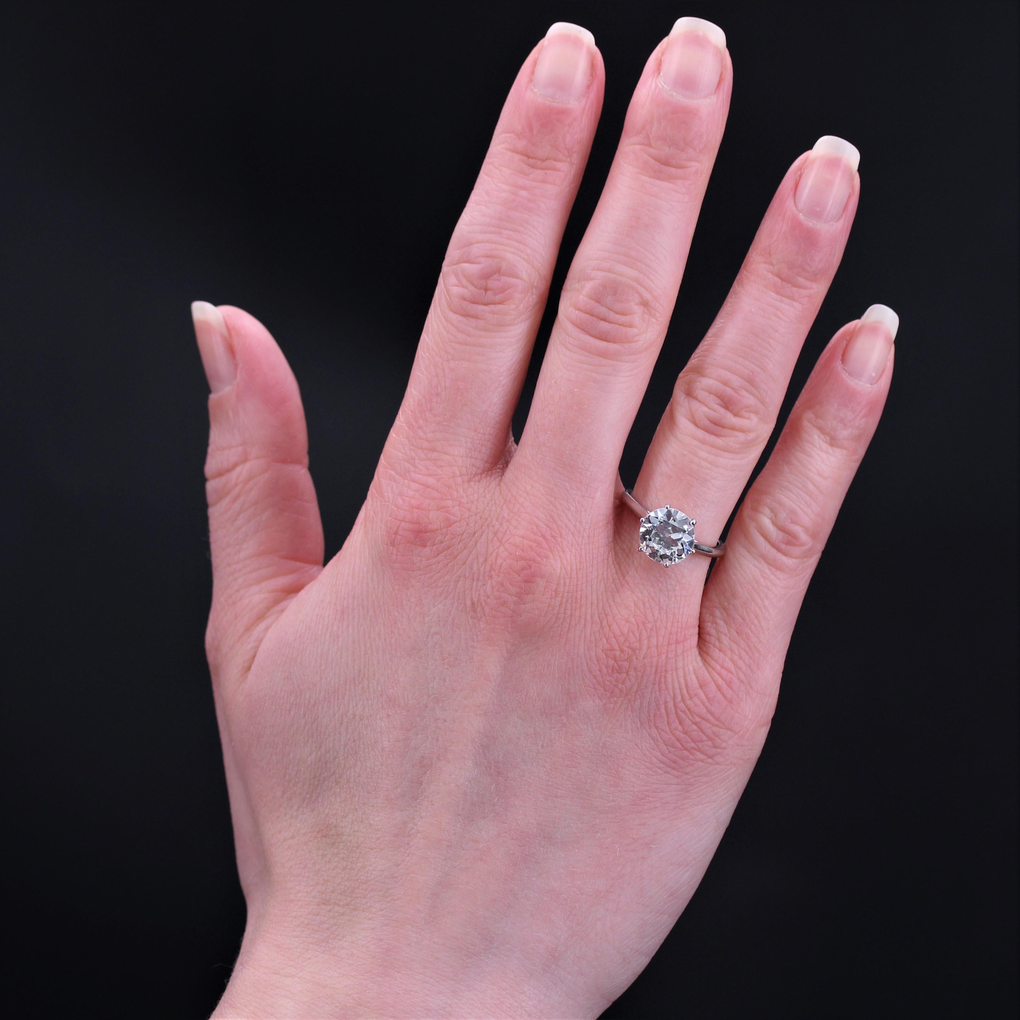 Franzsischer Art Deco Platin- Solitr-Ring, 2,79 Karat G.VS Diamant (Brillantschliff) im Angebot