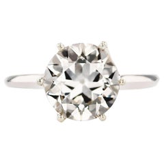 Vintage French 1930s Art Deco 2.79 Carat G.VS Diamond Platinum Solitaire Ring