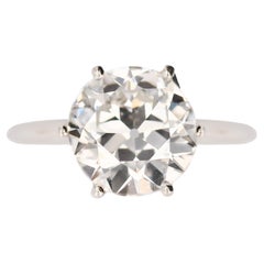 Anello solitario in platino con diamante G.VS francese Art Deco anni 
30 da 2,79 carati